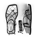 Sandalia Rasteira Tiras Finas Amarração- Preto