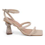 Sandália Feminina Salto Médio Esfera Offwhite