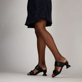 Mule Tiras Soft Salto Ampulheta Preto
