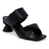 Mule Tiras Soft Salto Ampulheta Preto
