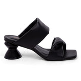 Mule Tiras Soft Salto Ampulheta Preto