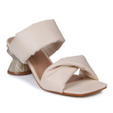 Mule Tiras Soft Salto Ampulheta Baunilha