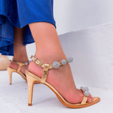 Sandalia Salto Alto Fino com Stras