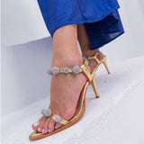 Sandalia Salto Alto Fino com Stras