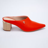 Mule Feminino Salto Grosso Bico Fino - Tangerina