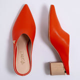 Mule Feminino Salto Grosso Bico Fino - Tangerina