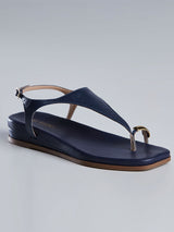 Sandália Rasteira Feminina com Dedo Azul