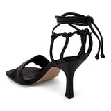 Sandália Feminina Salto Fino Amarração Preto