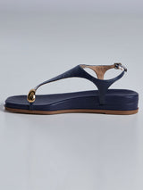 Sandália Rasteira Feminina com Dedo Azul