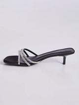 Sandalia Mule Feminino Salto Pequeno Preto