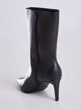 Bota de Couro Cano Medio Bico Fino Preto