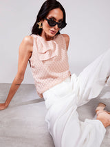 Blusa Regata Laço em tecido 3D Rosa