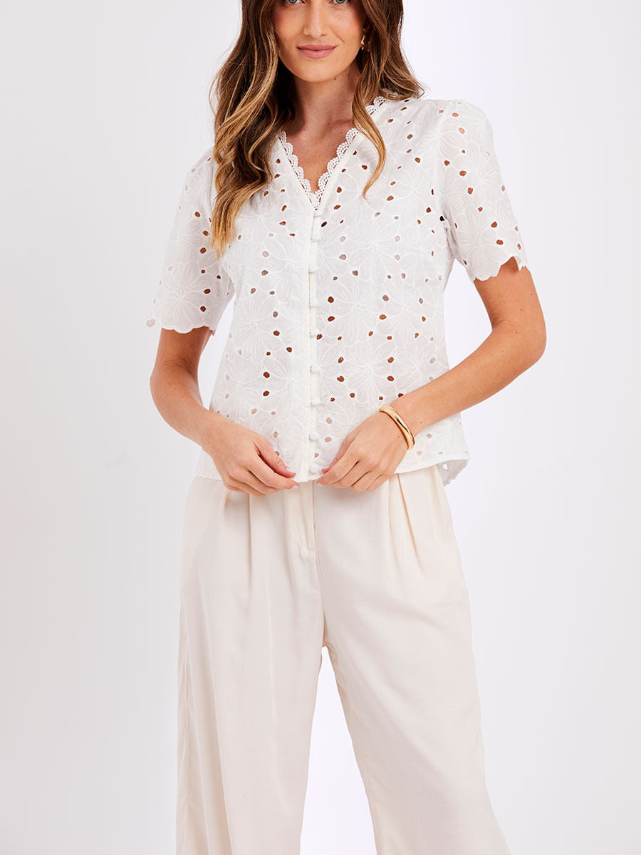 Camisa Laise Algodão Offwhite