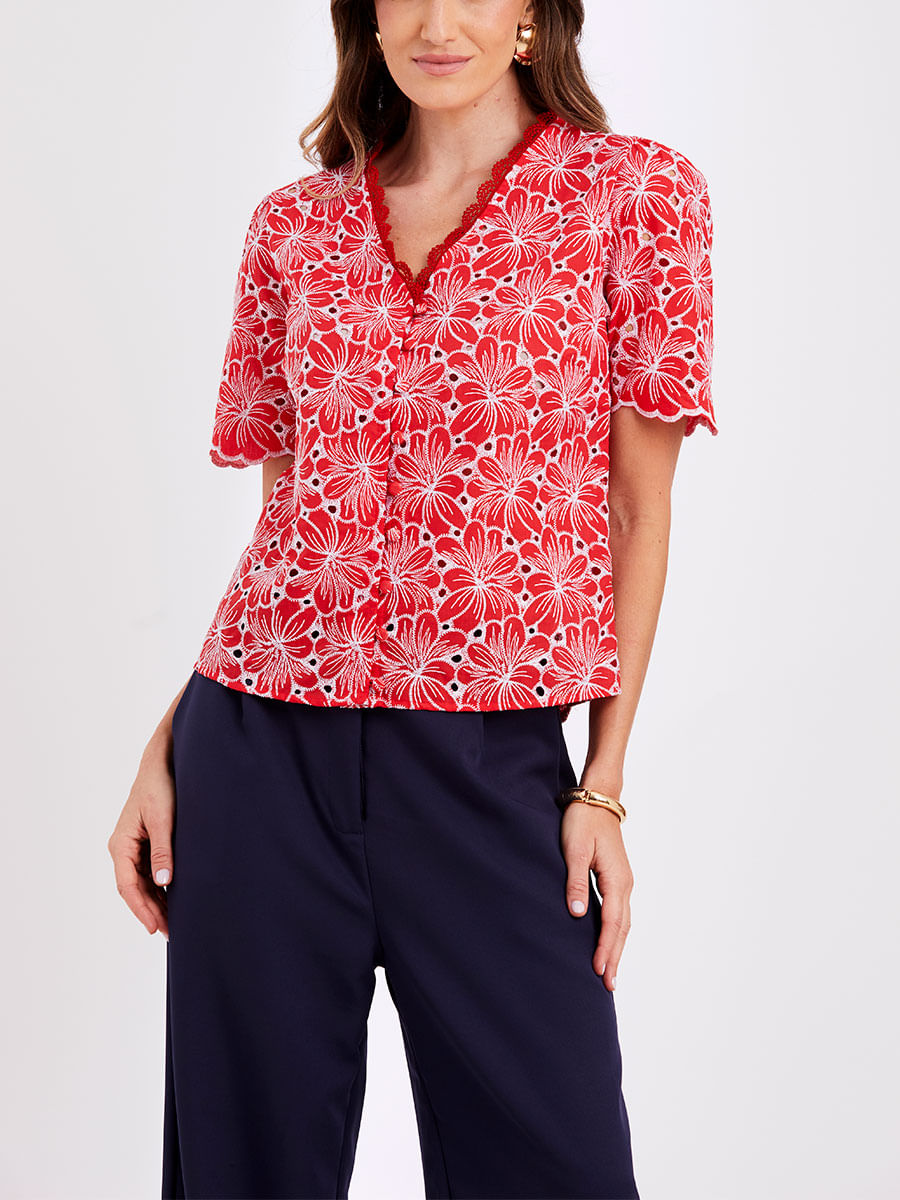 Camisa Laise Algodão Vermelho