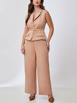 Colete Elegante Alfaiataria Camel