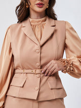 Colete Elegante Alfaiataria Camel