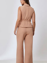 Colete Elegante Alfaiataria Camel