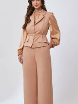 Colete Elegante Alfaiataria Camel