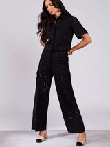 Conjunto Calça e Camisa Laise Linho Preto