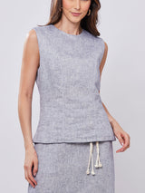 Regata Linho com Fio de Lurex Azul