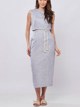Regata Linho com Fio de Lurex Azul