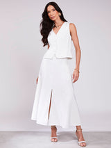 Saia Midi Evasê Offwhite