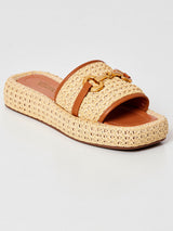 Flat Trama Detalhes Couro Ouro - 35 - Natural