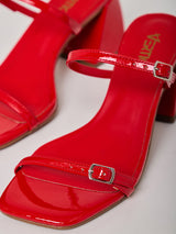Mule Duas Tiras Vermelho