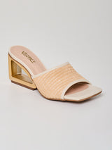 Mule Salto Metal Tramas Natural  - 35 - Natural
