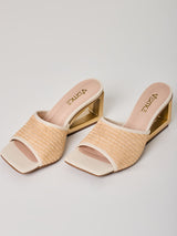 Mule Salto Metal Tramas Natural
