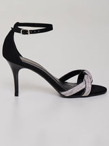 Sandália Pedras Cristais Preto