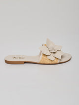 Sandália Rasteira Flor Porcelana - 37 - Porcelana