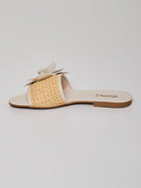 Sandália Rasteira Flor Porcelana