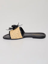 Sandália Rasteira Flor Preto