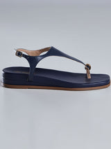 Sandália Rasteira Feminina com Dedo Azul