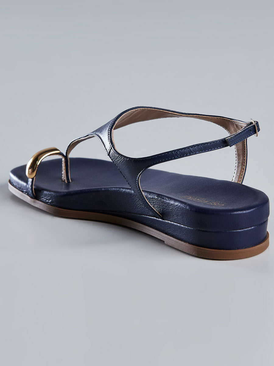 Sandália Rasteira Feminina com Dedo Azul