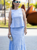 Conjunto Laise Regata e Saia Azul