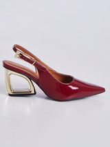 Scarpin Com Salto Geometrico Vazado Vinho