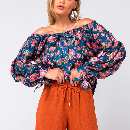 Blusa Ombro A Ombro Floral - G