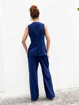Calça Pantalona Alfaiatada Azul Marinho