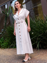Vestido Longuete Alfaiataria Perola