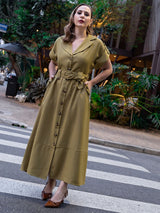 Vestido Longuete Alfaiataria Verde