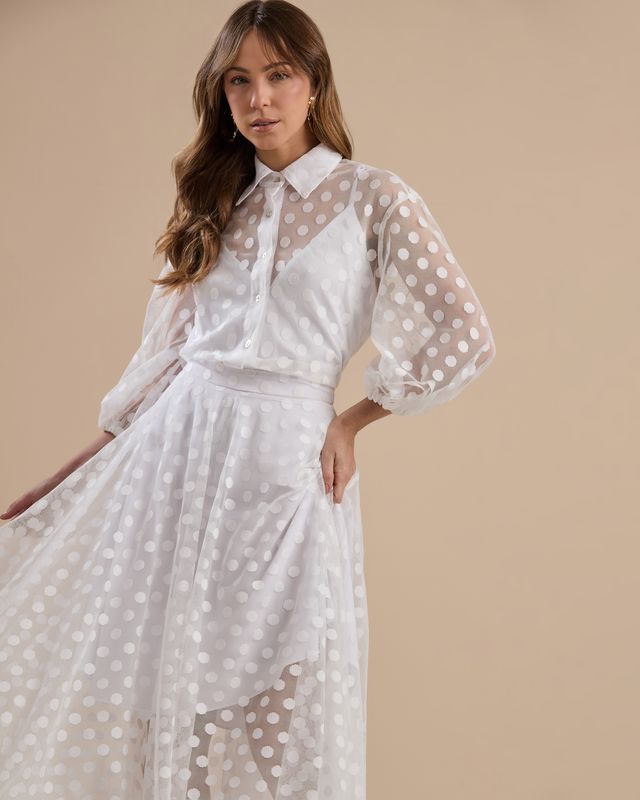 Conjunto Poá Elegante Off White