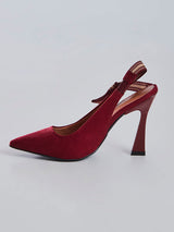 Scarpin Slingback com Tira Listrada Vinho
