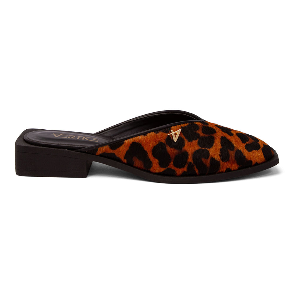 Mule Bico Fino Salto Quadrado  Animal Print