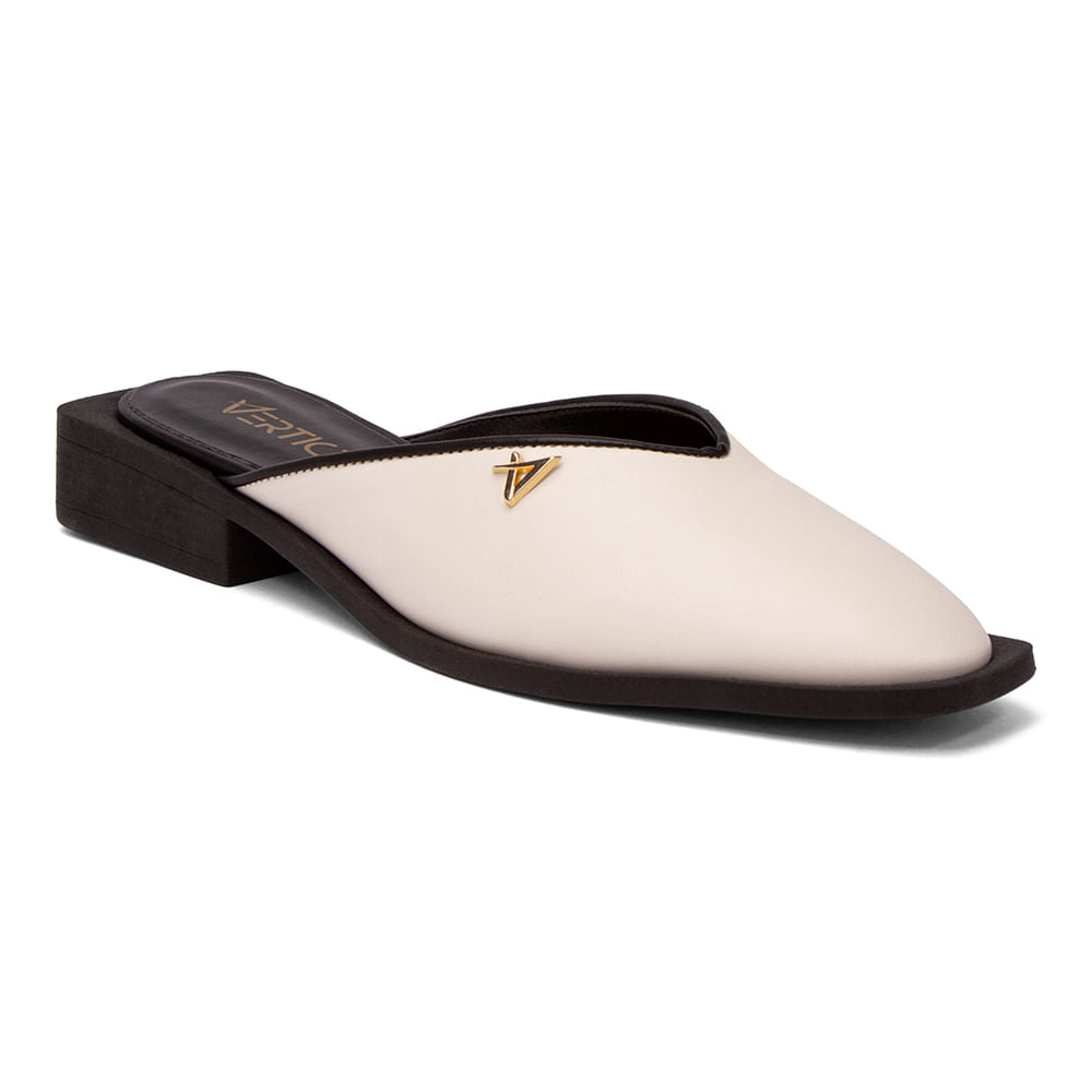 Mule Bico Fino Salto Quadrado Offwhite