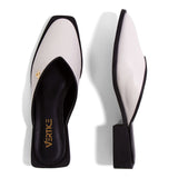 Mule Bico Fino Salto Quadrado Offwhite
