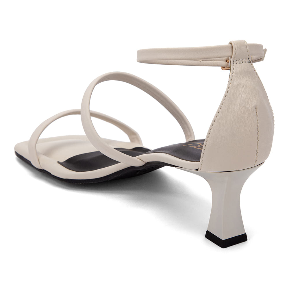Sandália Soft Tiras Salto Baixo Offwhite