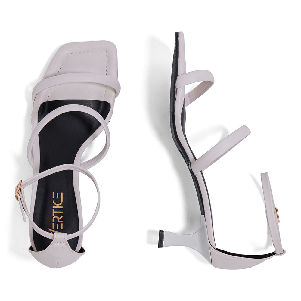 Sandália Soft Tiras Salto Baixo Offwhite