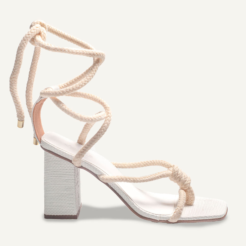 Sandália Bloco Cordão Offwhite